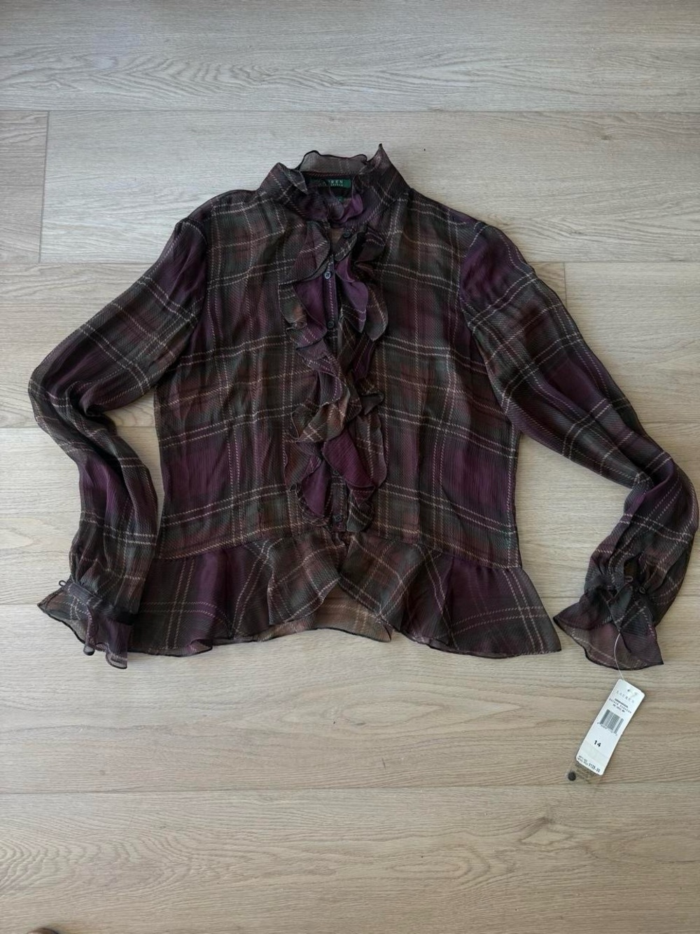 2 Piece Lauren Ralph Lauren 100% Silk Sheer Blouse and Tank Top